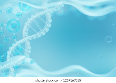 science concept, blue DNA background with space for text, vector illustration.	