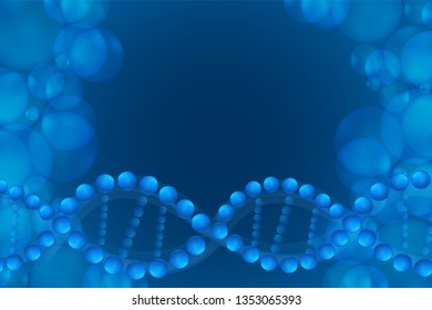 science concept, blue DNA background with space for text, vector illustration.	