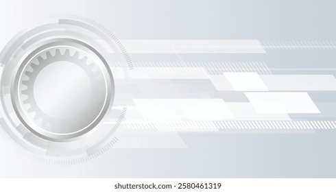 Science concept, circles with shadows and lines. Abstract hi tech communication for presentation or banner. Sci-fi gray background with various technology elements. 