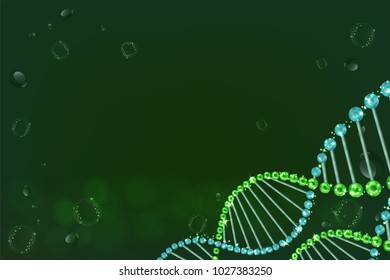 science concept, dark green background with space for text for cosmetic or healthcare product, illustration vector.