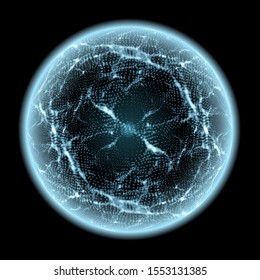 Science concept design. Physical forces, fields. Inner and outer spheres. Abstract Globe Grid. 3D Technology Style.