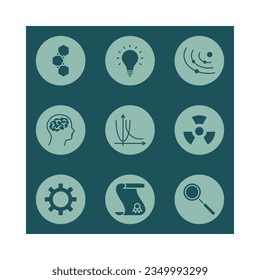 Science concept flat line icons set. Idea of education and innovation. Simple flat vector illustration for store, web site or mobile app