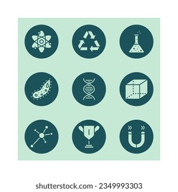Science concept flat line icons set. Idea of education and innovation. Simple flat vector illustration for store, web site or mobile app