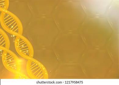 science concept, Gold DNA background with space for text, vector illustration.