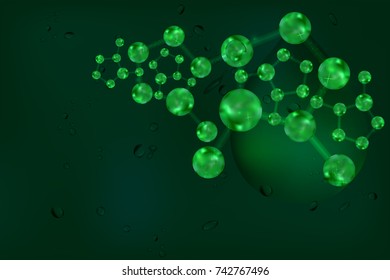 science concept, green background with space for text, illustration vector