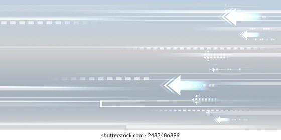 Concepto de Ciencia, flechas Horizontales y rayas. Abstractas comunicación de alta tecnología para presentaciones o Anuncios. Fondo gris de ciencia ficción con varios Elementos de tecnología.