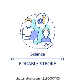 Science concept icon. Professional coaching session abstract idea thin line illustration. Psychological approach. Isolated outline drawing. Editable stroke. Arial, Myriad Pro-Bold fonts used