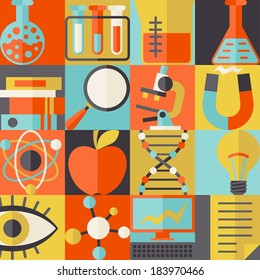 Science concept illustration in flat design style.