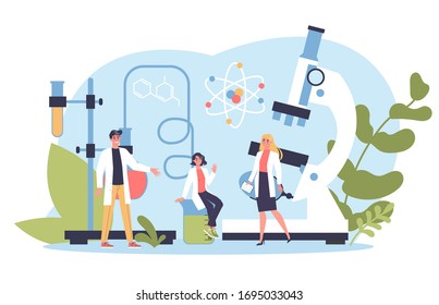 Science concept illustration. Idea of education and innovation. Study biology, chemistry, medicine and other subjects at the university. Isolated flat illustration