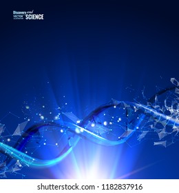 Science concept image of human DNA. Blue light abstraction of digital art. Vector illustration contains transparencies.