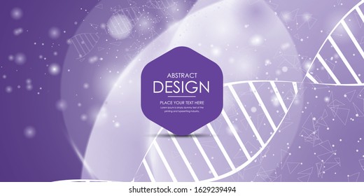 Science concept image of human hand touching DNA. purple light abstraction of digital art. Vector illustration.