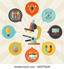 Science concept info graphic in flat design style.