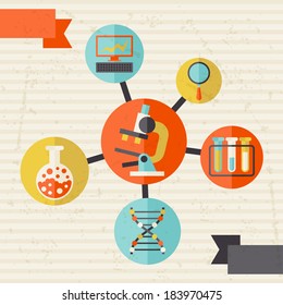 Science concept info graphic in flat design style.