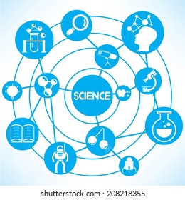 science concept info graphic network with blue theme