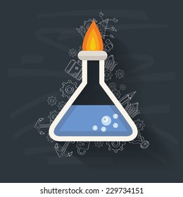 Science concept on blackboard background,clean vector