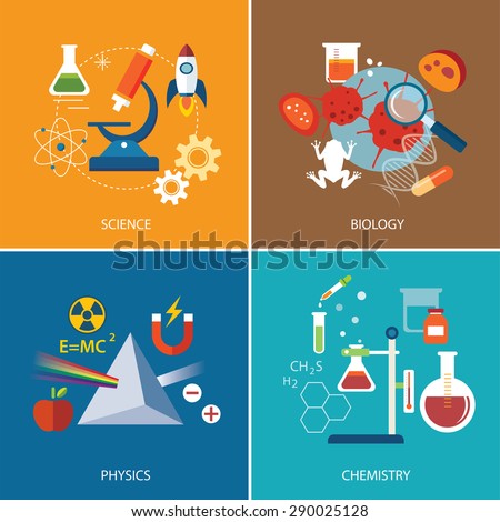 science concept ,physics ,chemistry,biology flat design