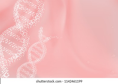 science concept, pink DNA background with space for text, vector illustration.