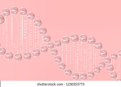 science concept, pink DNA background with space for text, vector illustration.	