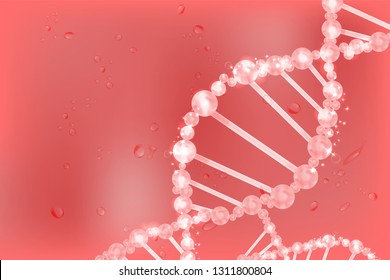 science concept, pink DNA background with space for text, vector illustration.	
