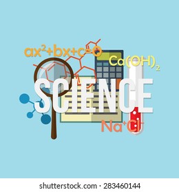 Science concept. Typography with flat icons