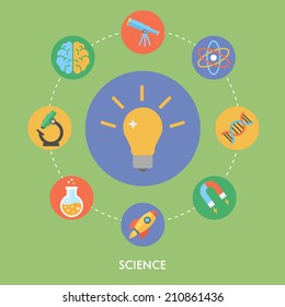 Science concept vector illustration, flat icons