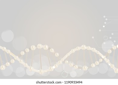 science concept, White DNA background with space for text, vector illustration.