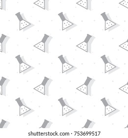 Science Conical Flask Laboratory Test Seamless Pattern Clear Background