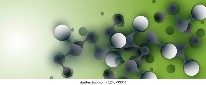 Science connect cells on green banner background