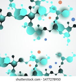 Science connection structure with molecules on simple modern white background. Vector illustration