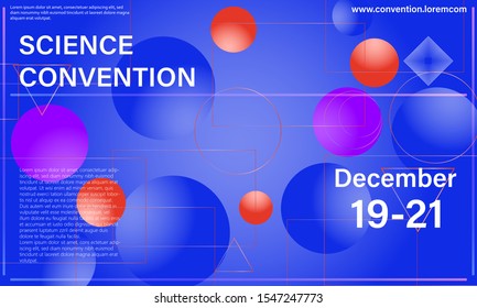 Science convention. Conference design template. Business background. Colorful elements. Announcement conference. Abstract cover design. Vector illustration.