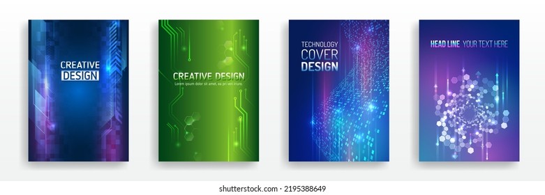 Science cover design for business presentation. Hi-tech brochure flyer template. Abstract futuristic design concept. Technology background design, booklet, leaflet, annual report layout.