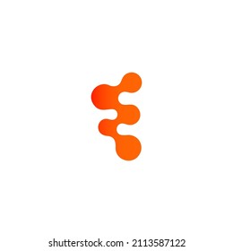 Símbolo del día de la ciencia, signo abstracto de células madre, concepto del logotipo de los puntos de fusión naranja, energía atómica, salud de la columna vertebral, icono del ADN, laboratorio de tecnología de investigación en nanotecnología, concepto de letra E, logotipo del vector químico.