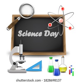 science day text over chalkboard