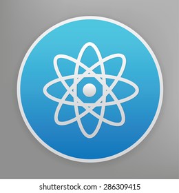 Science design icon on blue button,clean vector