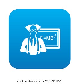 Science design on blue flat button,clean vector