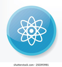 Science design on blue flat button,clean vector