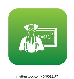 Science design on green flat button, clean vector