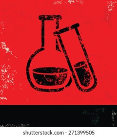 Science design on grunge background, red version
