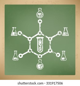 
Science design on old paper background, vector