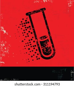 Science design on red background, grunge vector