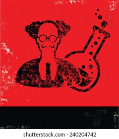 Science design on red background,grunge vector