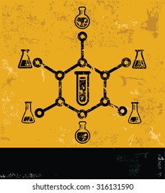 Science design, yellow grunge vector