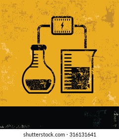 Science design, yellow grunge vector