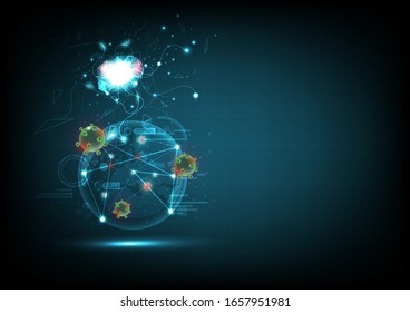 Science and digital technology, pathogen infection, virus concept background vector illustration
