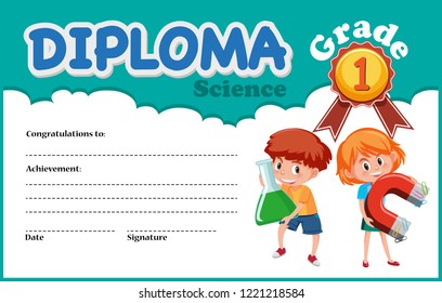 Science Diploma Certificate Template Illustration