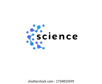 Science discovery logo. Scientific research, genetics laboratory logotype. Nano technology innovation icon. Medical sign. Molecular dna network. Isolated atomic connections vector illustration. 