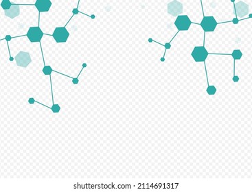 Science Dna Vector Transparent Background. Medical Futuristic Pattern. Modern Hexagon Medicine Frame. Scientific Template.