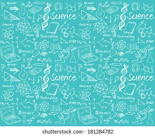 Science doodle seamless background