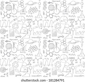 Science doodle seamless background