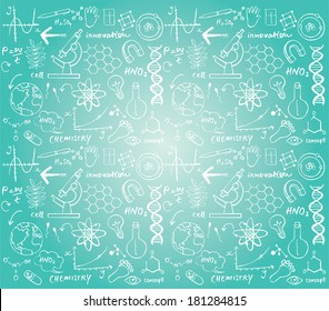 Science doodle seamless background